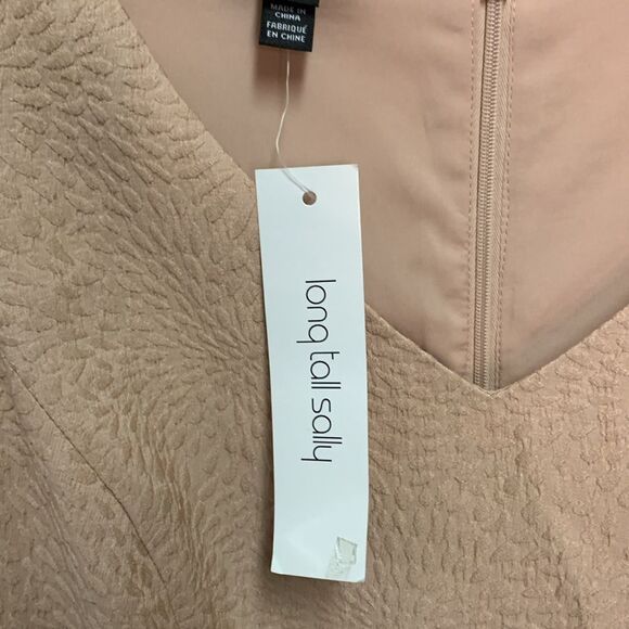 Long Tall Sally Peachy Nude Floral Embossed Sleeveless V-Neck Occasion Dress 8 - Picture 8 of 15